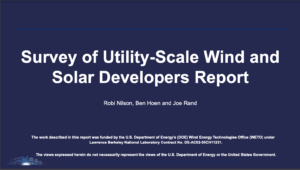 Survey of Utility-Scale Wind and Solar Developers Report